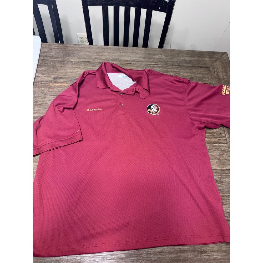 Columbia PFG Florida State Seminoles FSU Polo Shirt Mens XXL Garnet Red Mesh